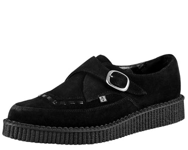SUEDE BUCKLE POINTED CREEPER BLACK