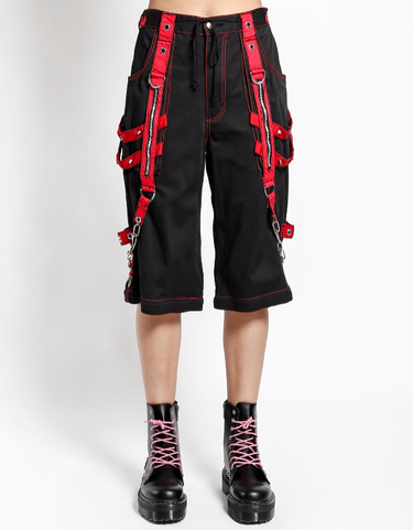 CHAIN AND ZIPPER PANT BLACK/RED