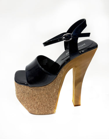AVIANA-CRK BLACK PATENT PLATFORM SANDAL