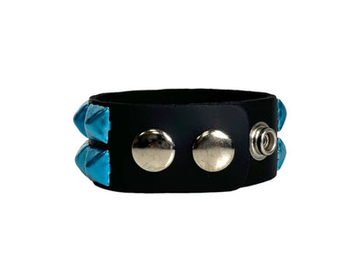 2 ROW PYRAMID BRACELET METALLIC BLUE