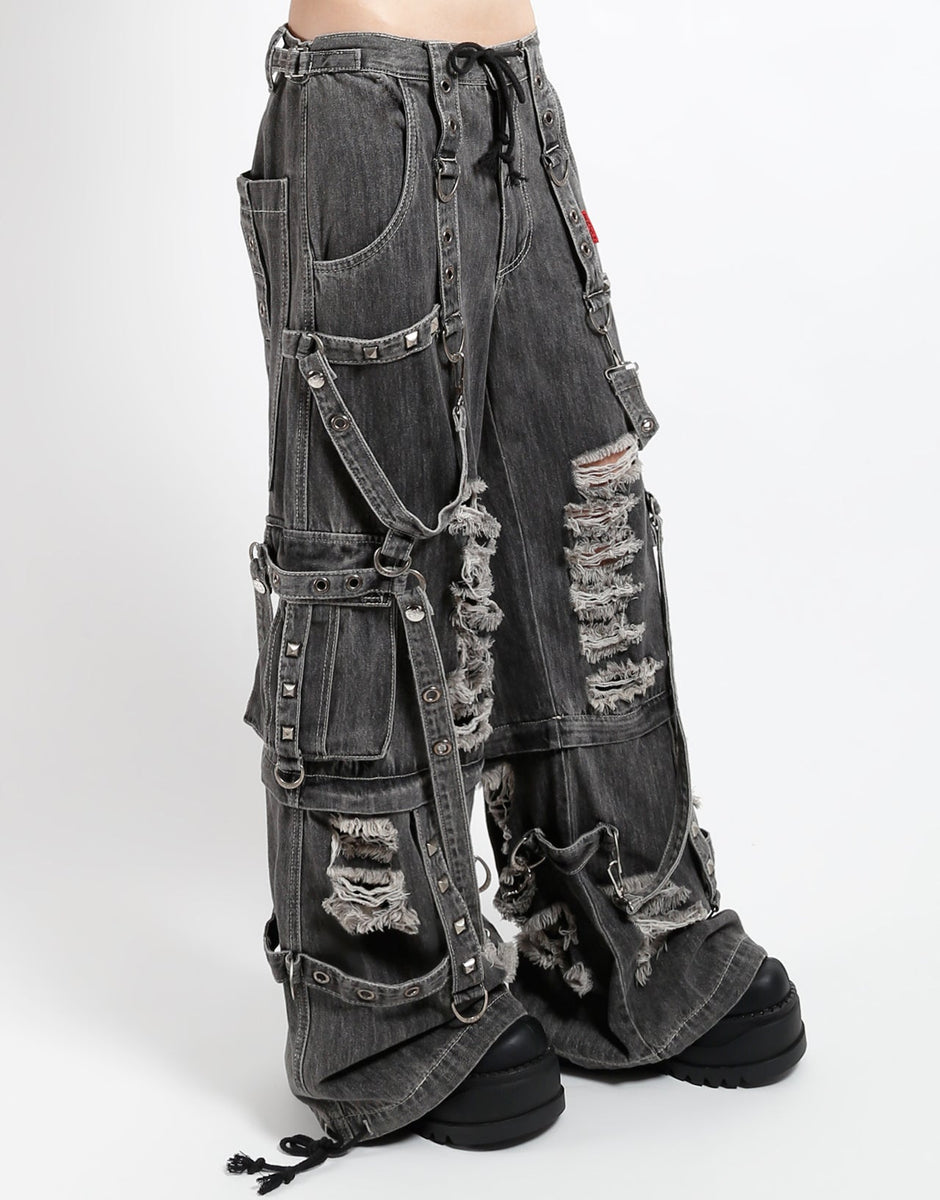 SHREDDER DENIM STRAP PANT BLACK – Trash and Vaudeville