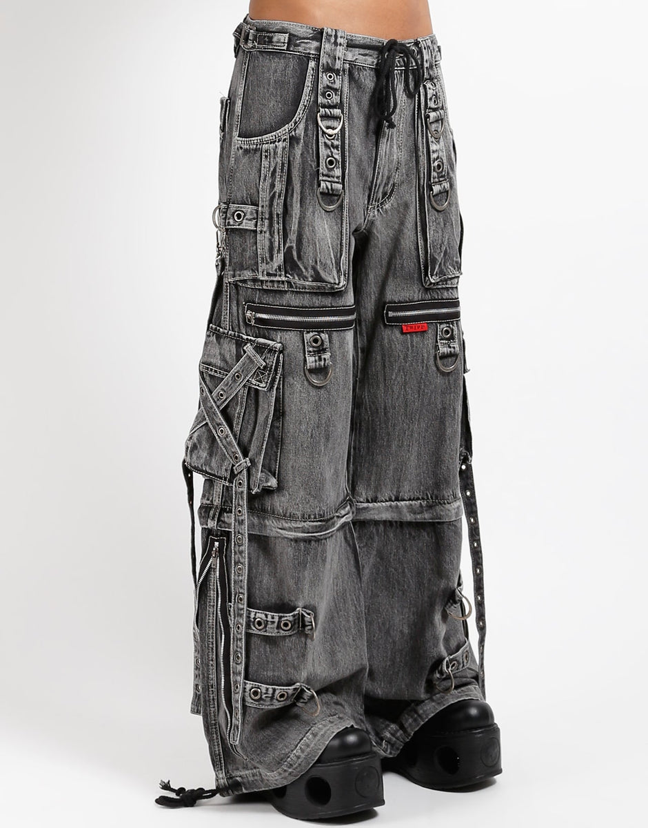 DARK FOG★Heavy duty dirty wash wide leg scimitar jeans DF7 DENIM FULL FORCE PANT FOG WASH – trashandvaudeville