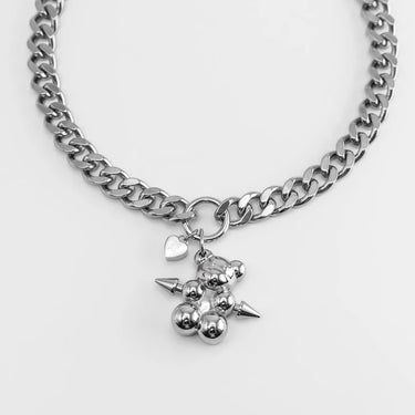 MEGA PIERCED GUMMY BEAR CHAIN SILVER