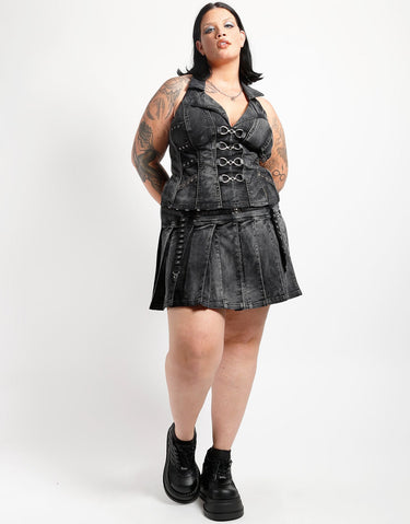 CURVE PEACE PLEATED SKIRT