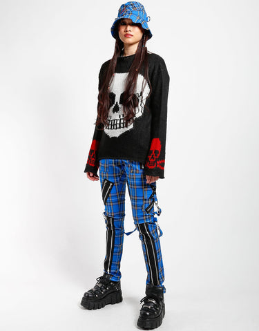 CLASSIC SLIM LEG BONDAGE PANT BLUE PLAID