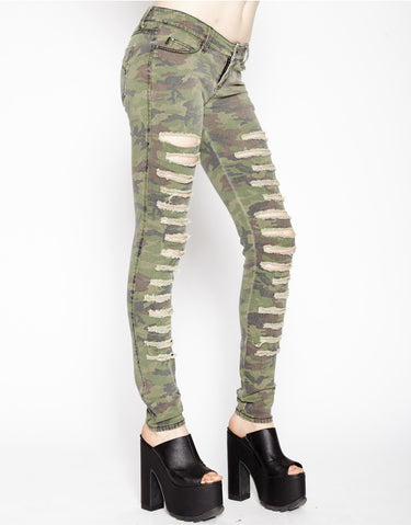 Cat Fight Jeans Camo Print