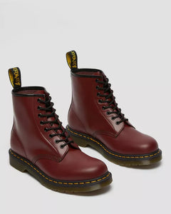 1460 Cherry Red Smooth Leather Lace Up Boots