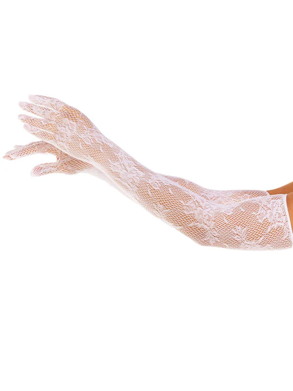 SEAMLESS LACE GLOVES WHITE