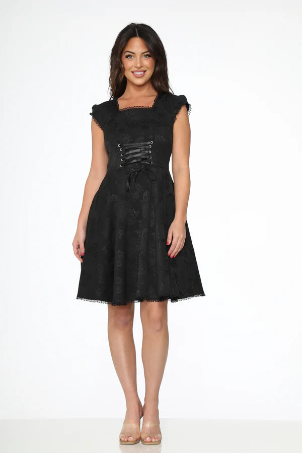 BROCADE GOTHIC SWING DRESS BLACK