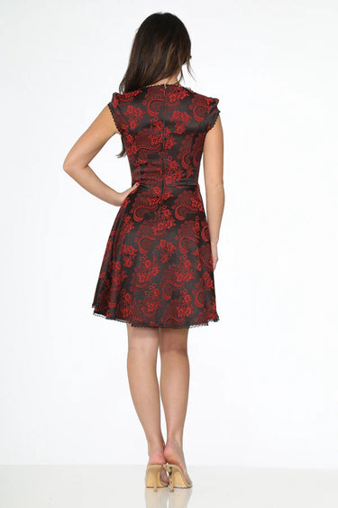 BROCADE GOTHIC SWING DRESS RED