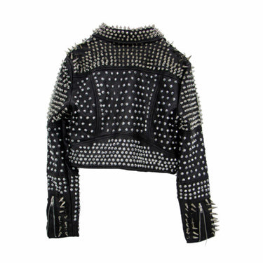 FULLY STUDDED FAUX LEATHER JACKET BLACK