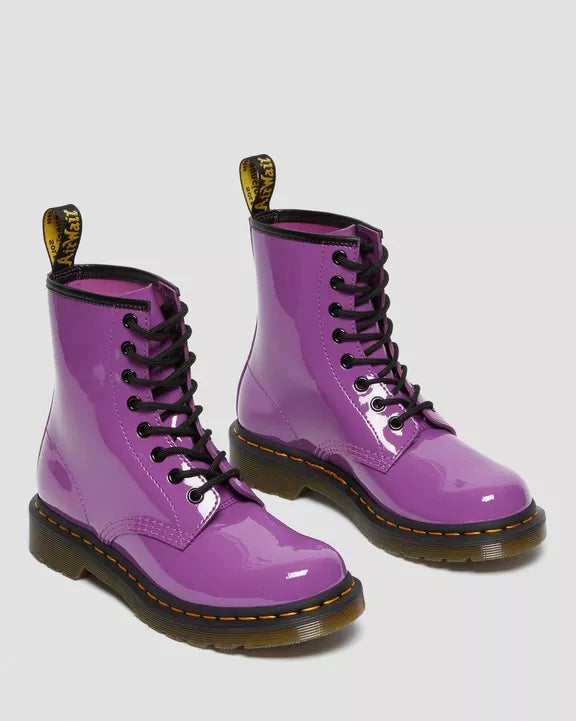 1460 Purple Patent Leather Lace Up Boots