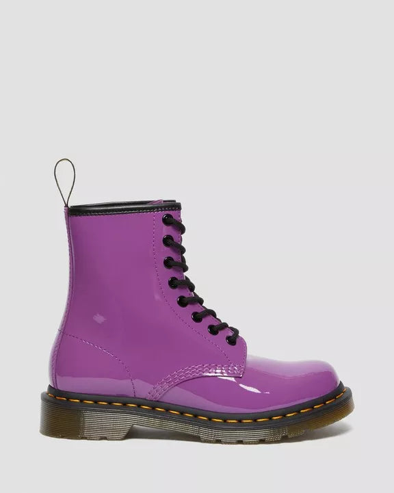 1460 Purple Patent Leather Lace Up Boots