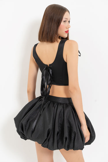 TIE ACCENT BUSTIER BLACK