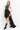 BLACK RIBCAGE CUT OUT TOP HIGH LOW TRAIN DRESS