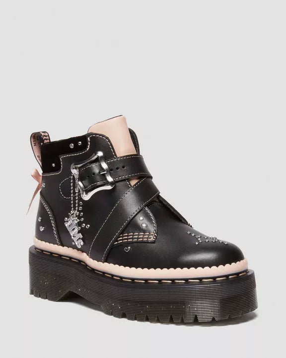 CAITIE BOOT  BLACK/POWDER PINK