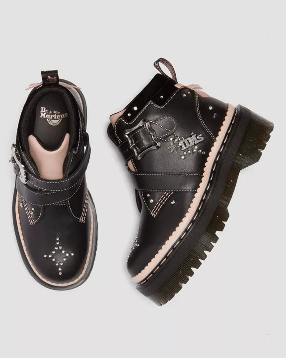 CAITIE BOOT  BLACK/POWDER PINK