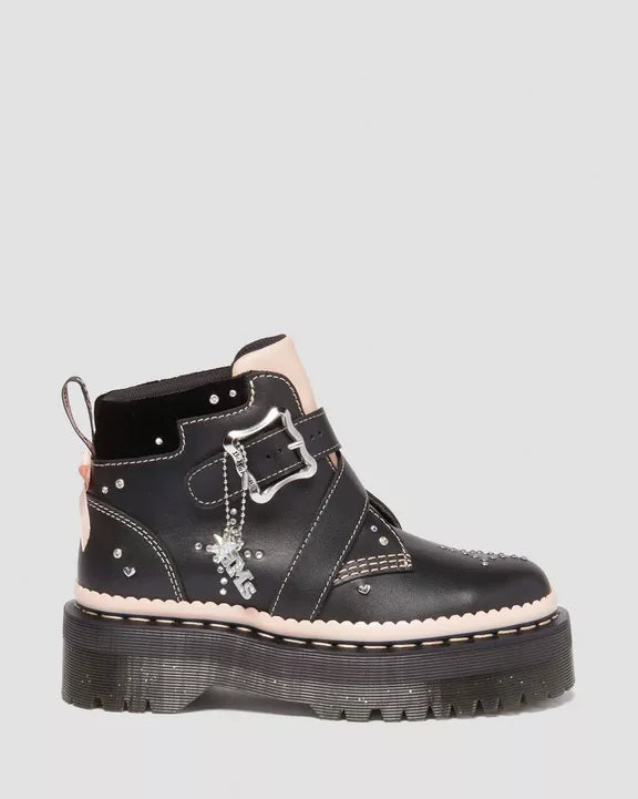 CAITIE BOOT  BLACK/POWDER PINK