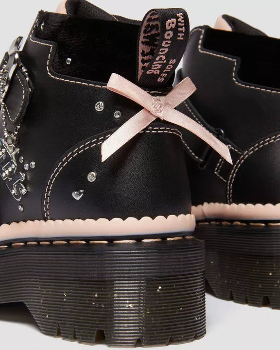 CAITIE BOOT  BLACK/POWDER PINK