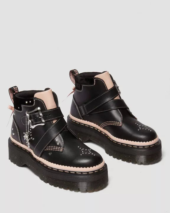 CAITIE BOOT  BLACK/POWDER PINK