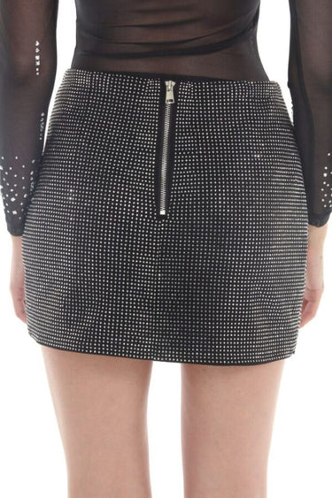 RHINESTONE ASYMMETRICAL SKIRT BLACK
