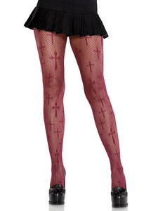 WORSHIP ME FISHNET TIGHTS BURGUNDY
