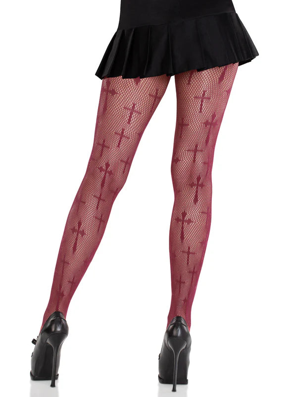 WORSHIP ME FISHNET TIGHTS BURGUNDY