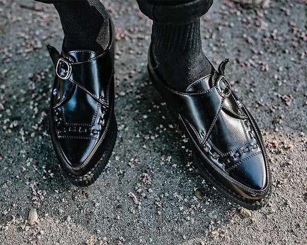 LEATHER BUCKLE POINT A8520 BLACK
