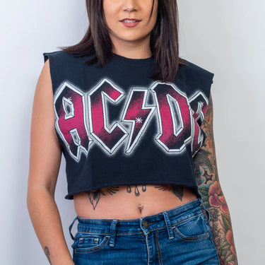 AC/DC CROP TOP BLACK