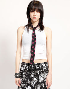 PRINTED TIE BLACK/PINK SKULL