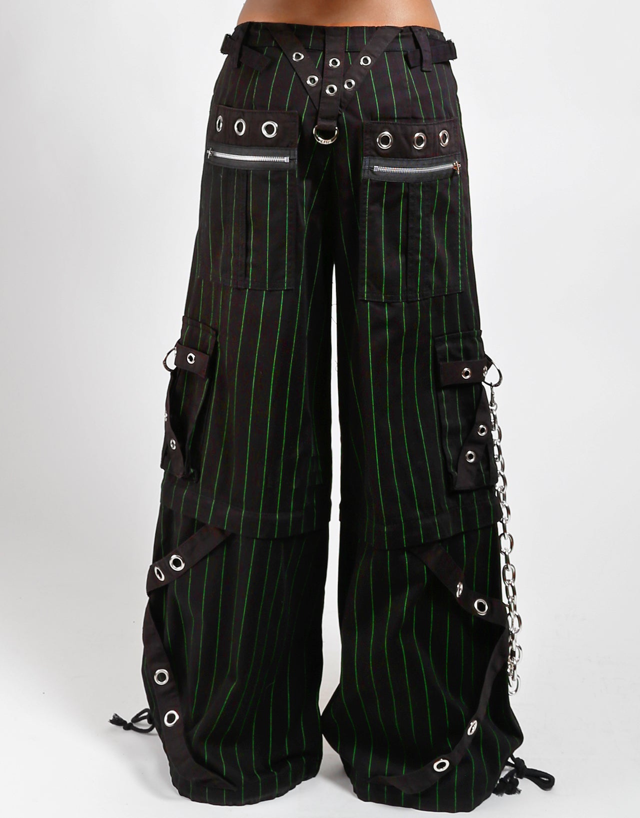GODFATHER CHAIN PANT GREEN STRIPE