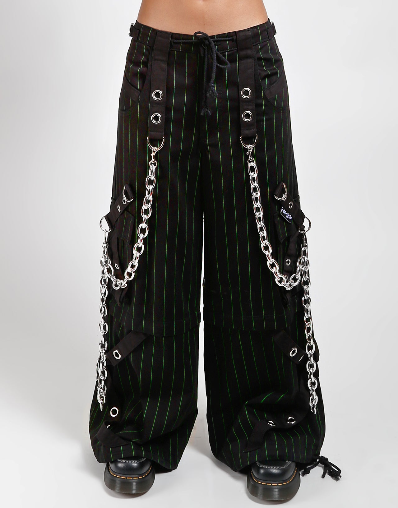 GODFATHER CHAIN PANT GREEN STRIPE