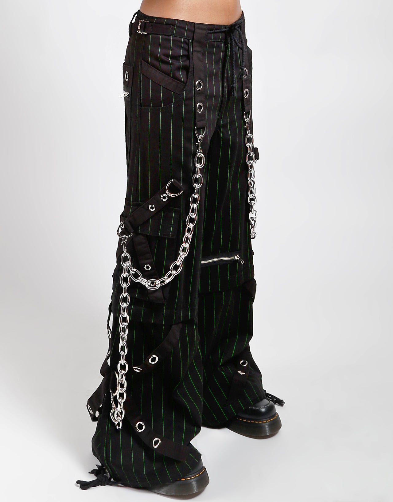 GODFATHER CHAIN PANT GREEN STRIPE