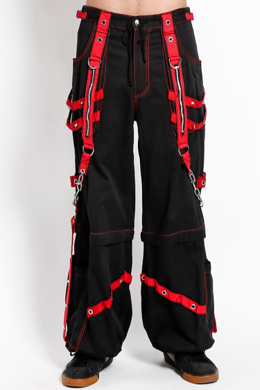 CHAIN AND ZIPPER PANT BLACK/RED