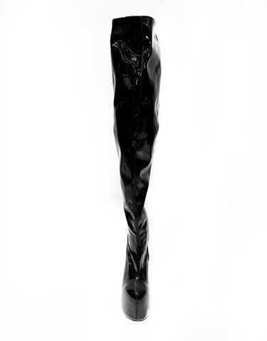 AFTER HOURS BLACK PATENT OVER-THE-KNEE PLATFORMS