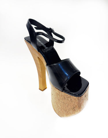 AVIANA-CRK BLACK PATENT PLATFORM SANDAL