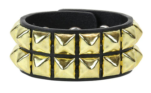 2 ROW BRASS PYRAMID BRACELET
