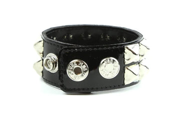 2 ROW PYRAMID BLACK PATENT BRACELET