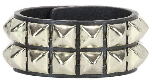 2 ROW PYRAMID LEATHER BRACELET