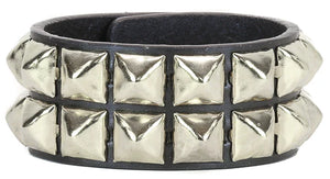 2 ROW PYRAMID LEATHER BRACELET