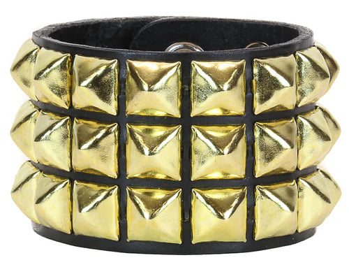 3 ROW BRASS PYRAMID BRACELET