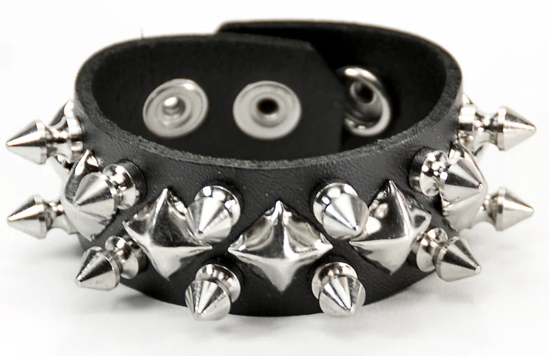 2 ROW SPIKE AND DIAMOND STUD BRACELET