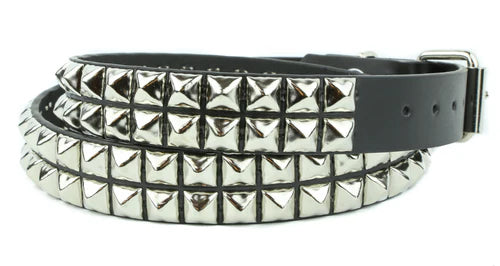 2 ROW PYRAMID BELT BLACK/SILVER