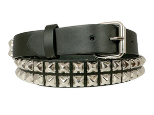 2 ROW PYRAMID BELT BLACK/SILVER