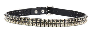 2 ROW PYRAMID BELT BLACK/SILVER
