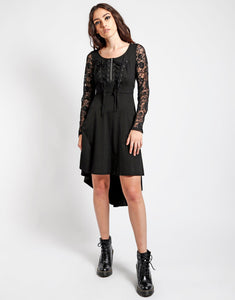 LACE LONG SLEEVE HI LOW DRESS