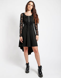LACE LONG SLEEVE HI LOW DRESS
