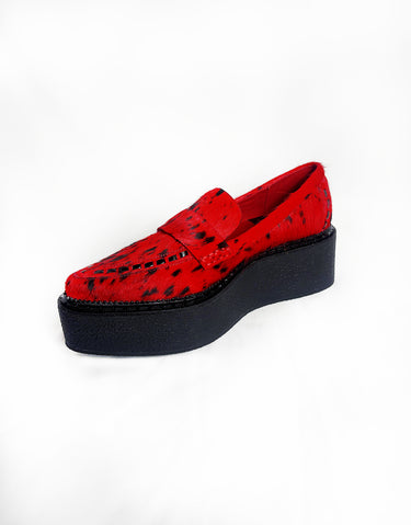 CHOUX-NB PLATFORM LOAFER IN RED/BLK