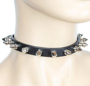 SPIKE CHOKER BLACK LEATHER