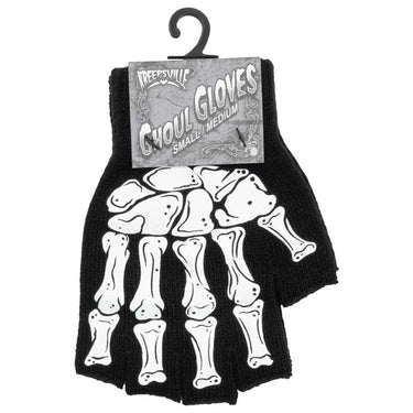 SKELETON HAND FINGERLESS GLOVES